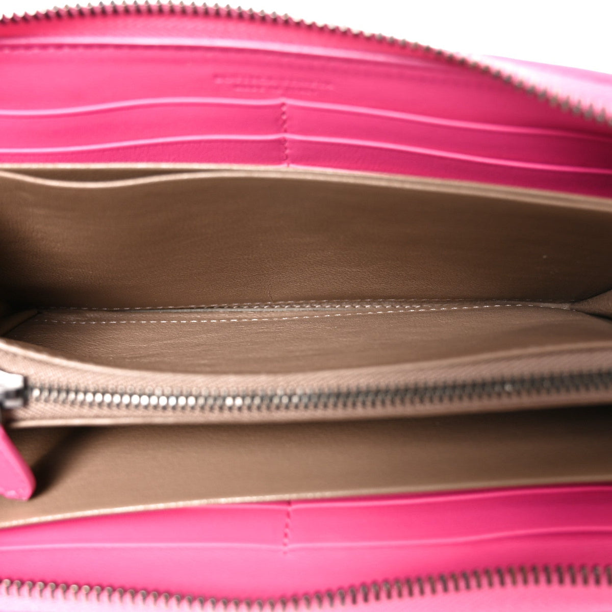Nappa Intrecciato Zip Around Wallet Pink
