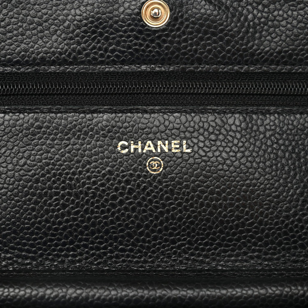 Caviar Quilted Wallet on Chain WOC Black