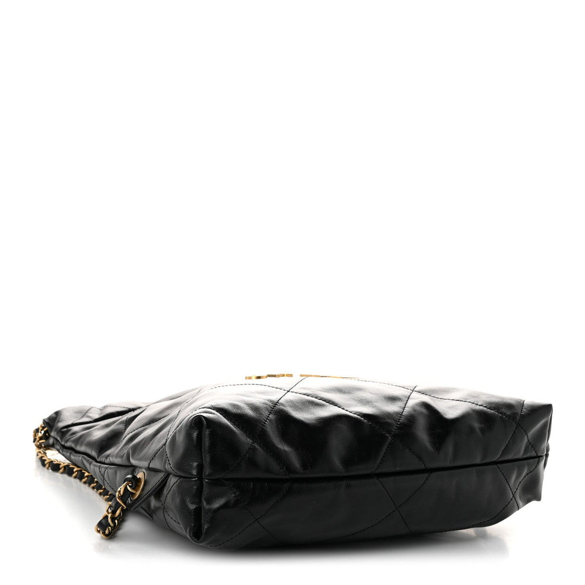 Shiny Calfskin Quilted Chanel 22 Backpack Black