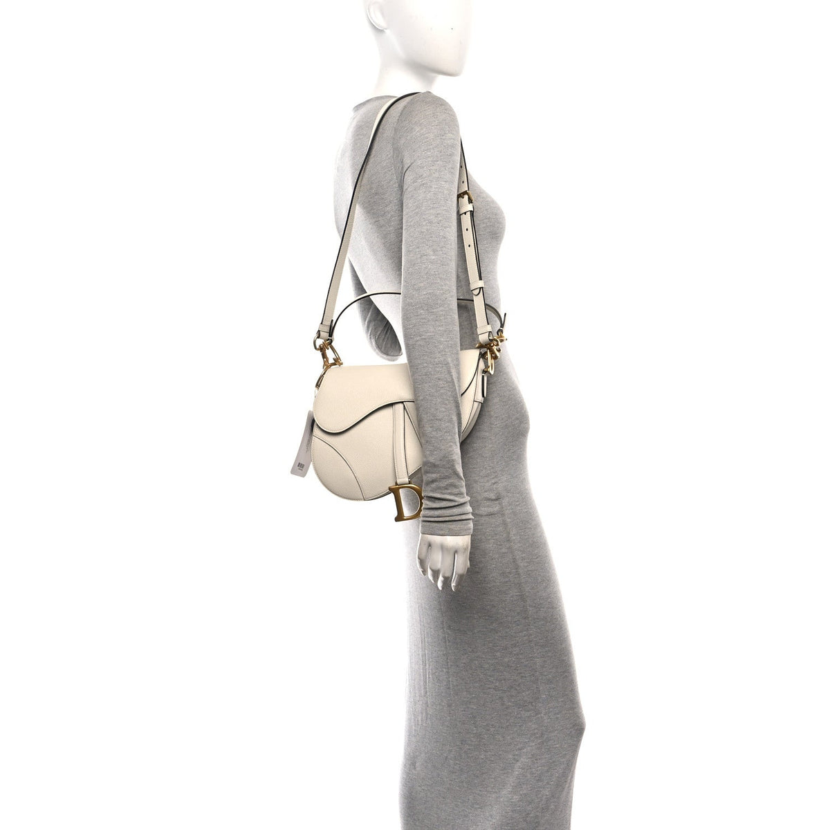 Grained Calfskin Saddle Bag With Strap Latte