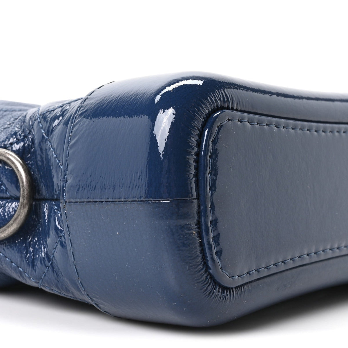 Patent Goatskin Quilted Small Gabrielle Hobo Blue