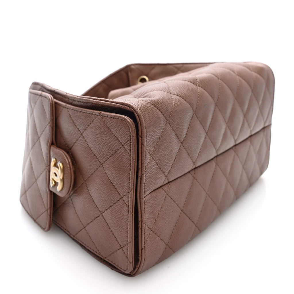 Caviar Quilted Small Chanel 25 Handbag Brown