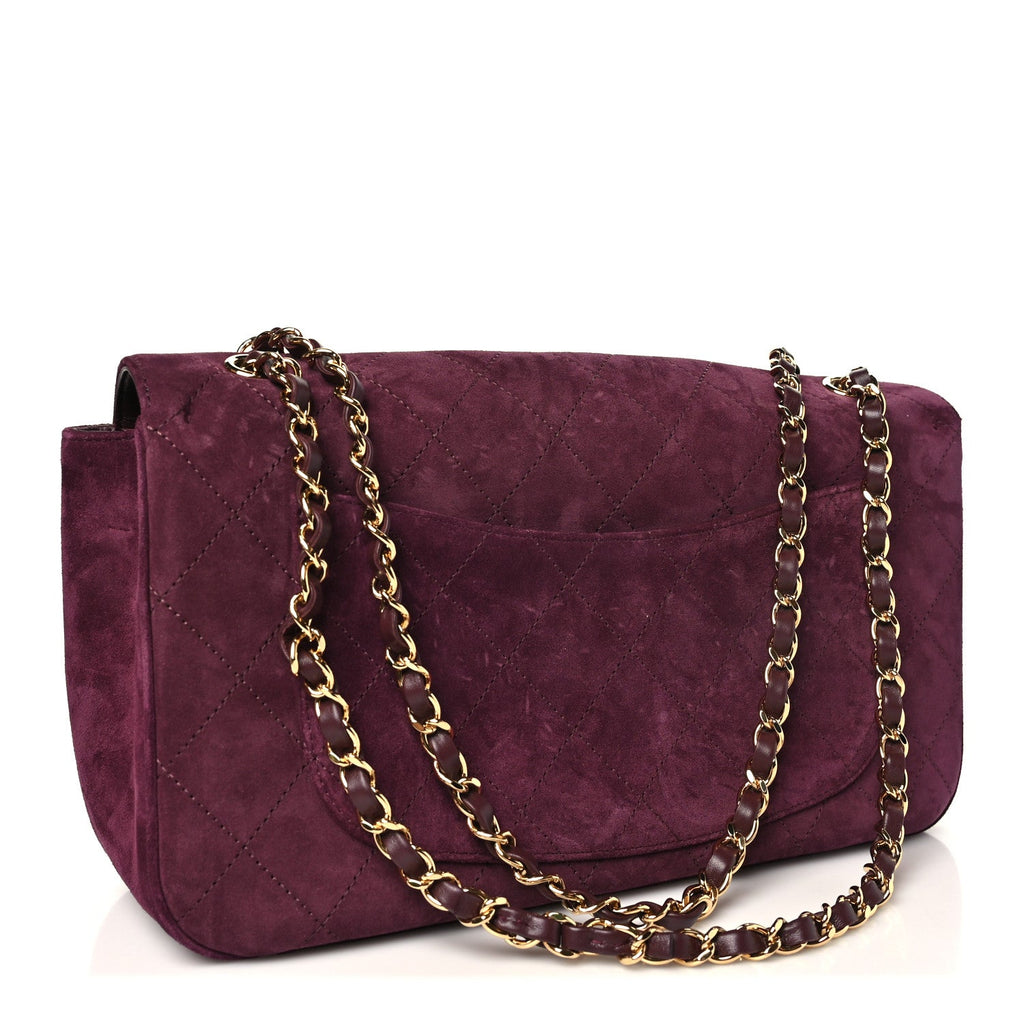 Suede Calfskin Small Souplissimo Maxi Flap Burgundy
