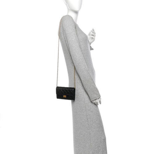 Aged Calfskin Quilted 2.55 Reissue Clutch With Chain Black