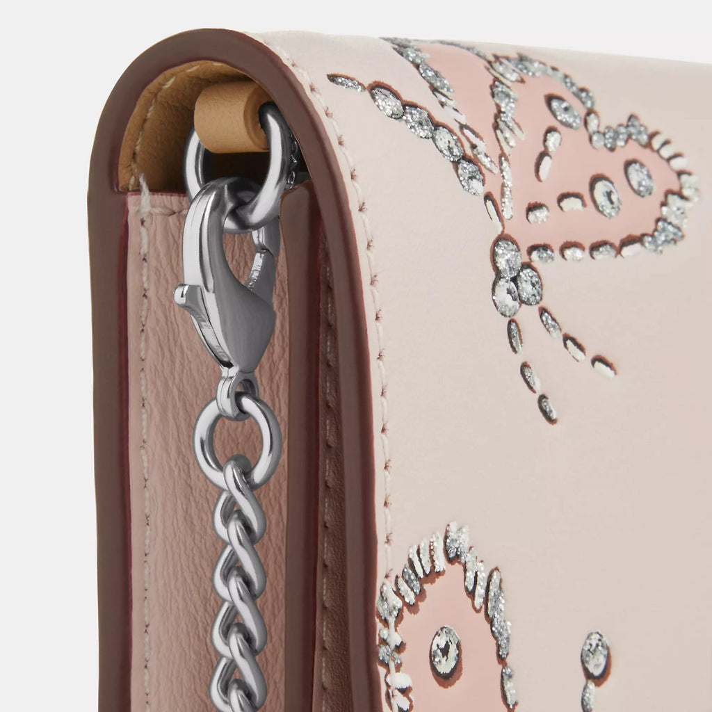 Coach Outlet Mini Wallet On A Chain With Sparkly Butterfly Print