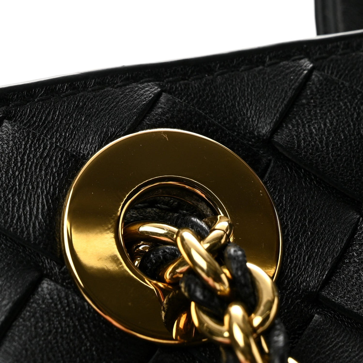 Nappa Intrecciato Small Andiamo With Chain Shoulder Bag Black