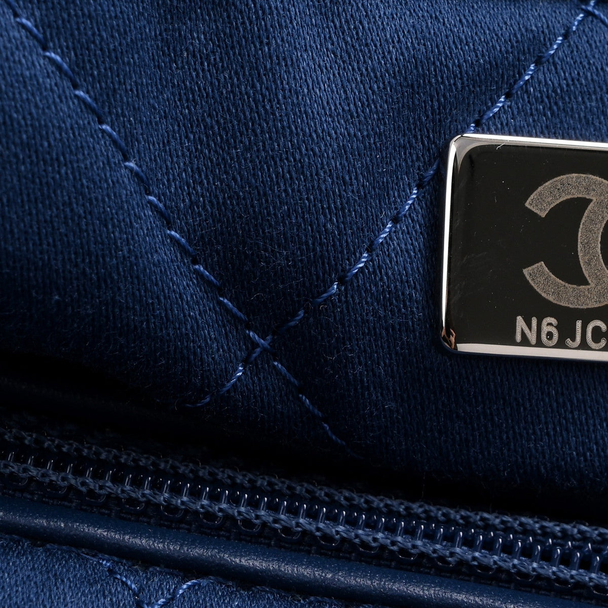 Washed Denim Quilted Studded Small Chanel 22 Blue