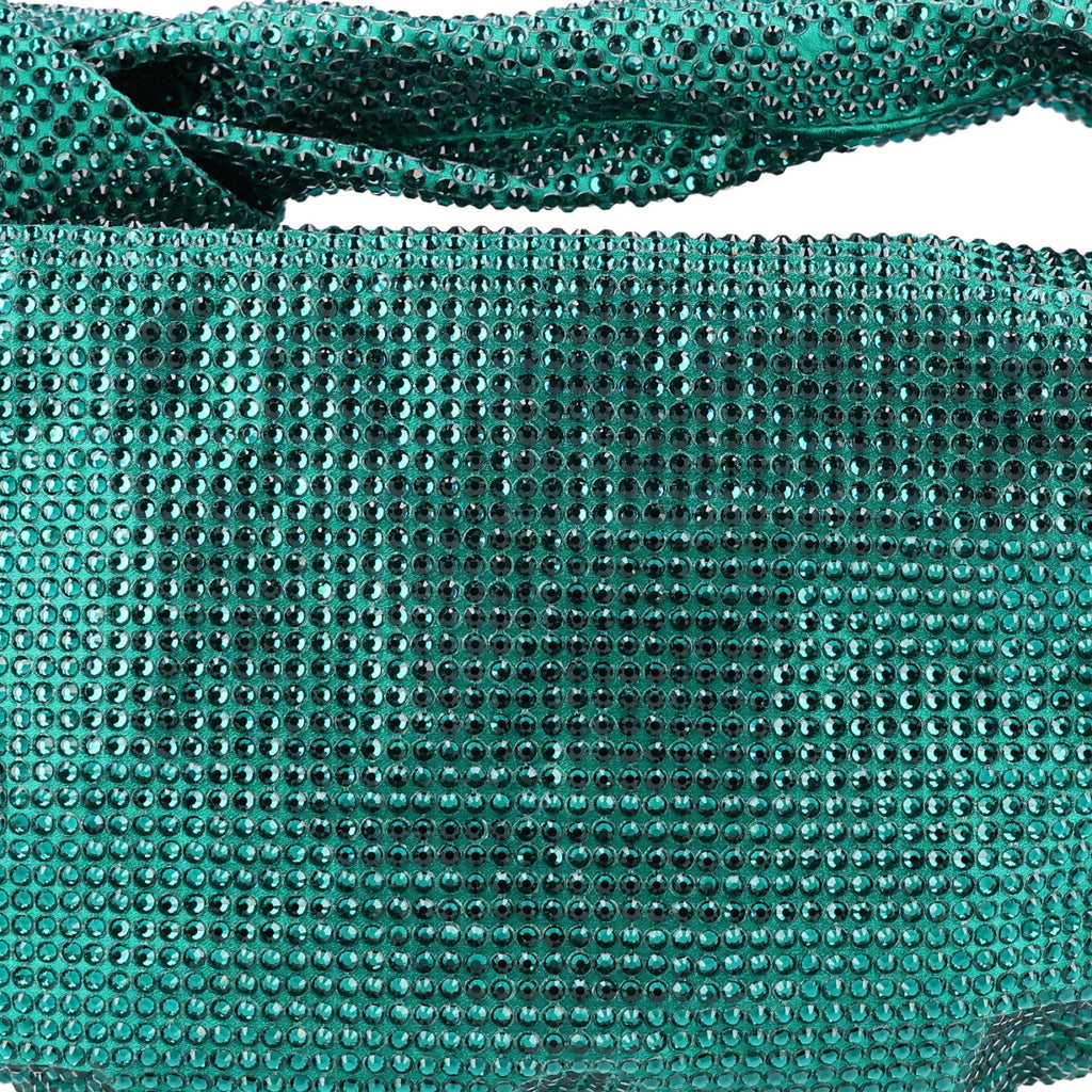 Crystal Embellished Satin Mini Hotfix Jodie Emerald