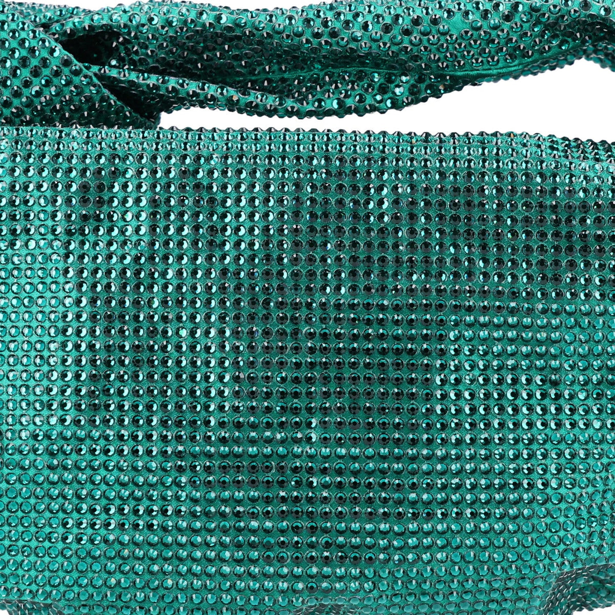 Crystal Embellished Satin Mini Hotfix Jodie Emerald