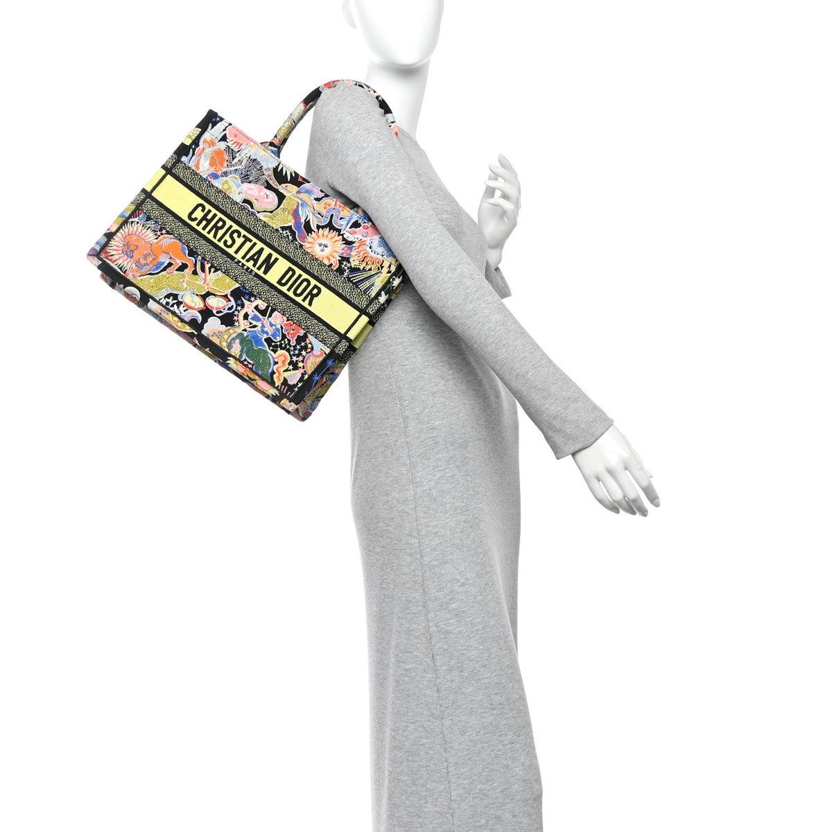 Canvas Zodiac Fantastico Embroidered Medium Book Tote Black Multicolor