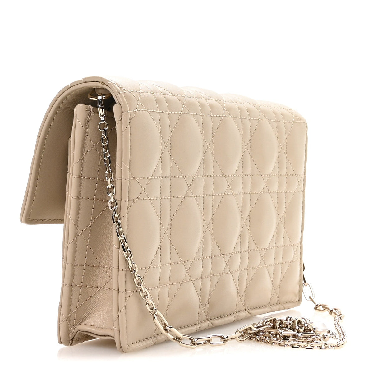 Lambskin Cannage Chain My Dior Daily Chain Pouch Powder Beige