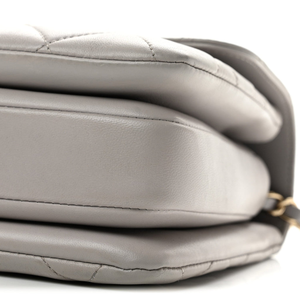 Lambskin Quilted Small Trendy CC Flap Dual Handle Bag Light Grey