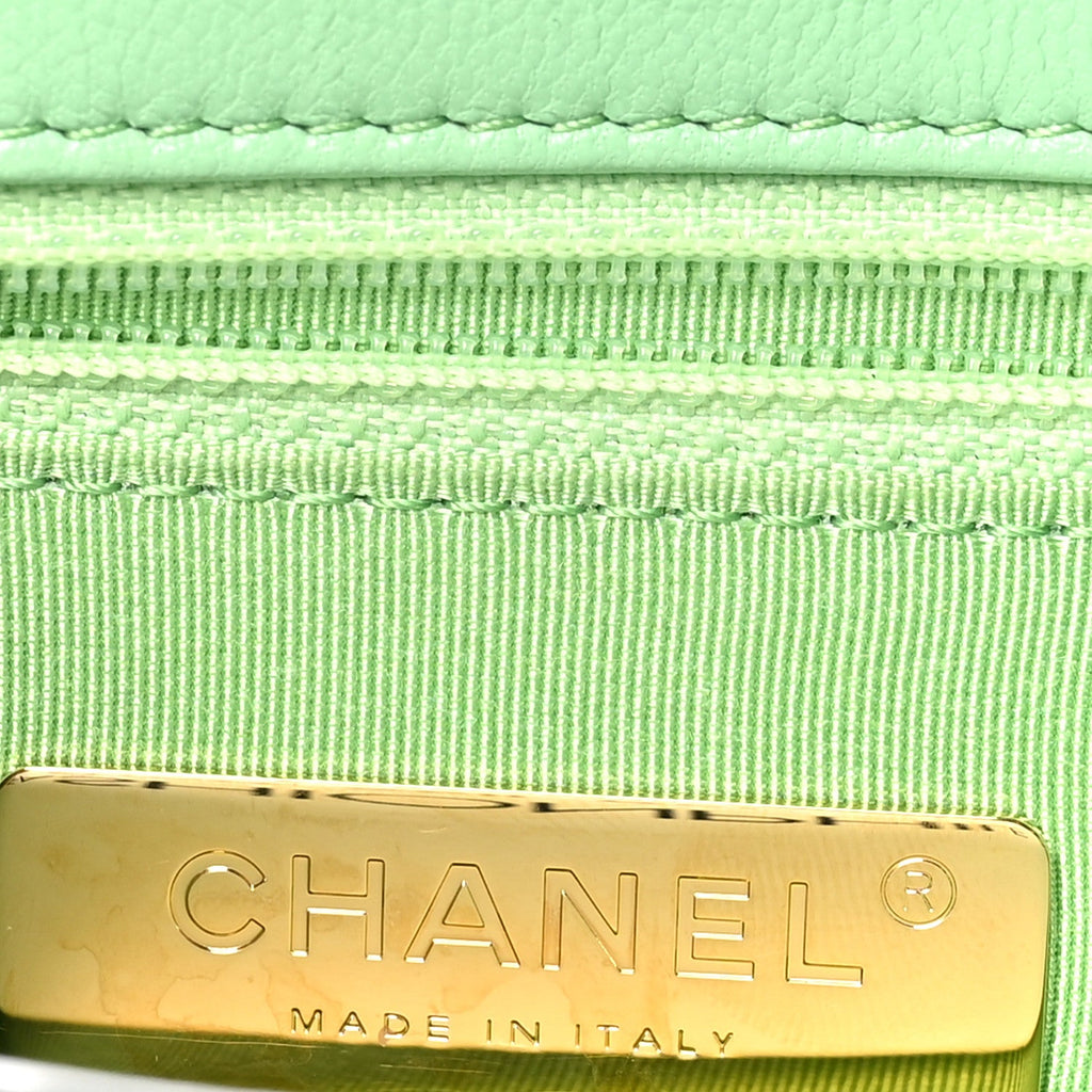 Goatskin Quilted Medium Chanel 19 Flap Light Green