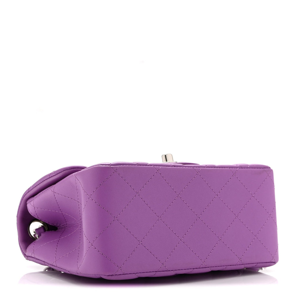 Lambskin Quilted Mini Square Flap Purple