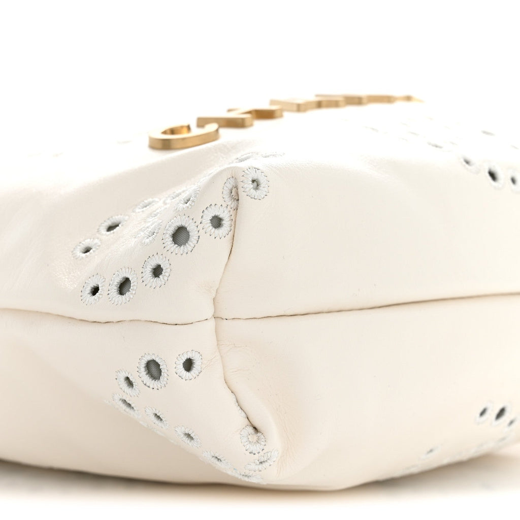 Calfskin Eyelet Mini Chanel 22  White