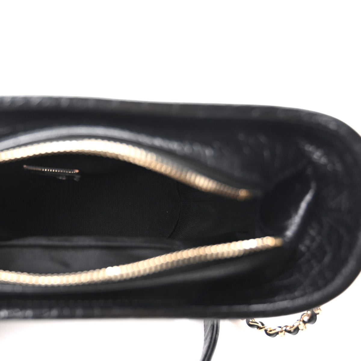 Calfskin Crocodile Embossed Small Gabrielle Cocodile Hobo Black