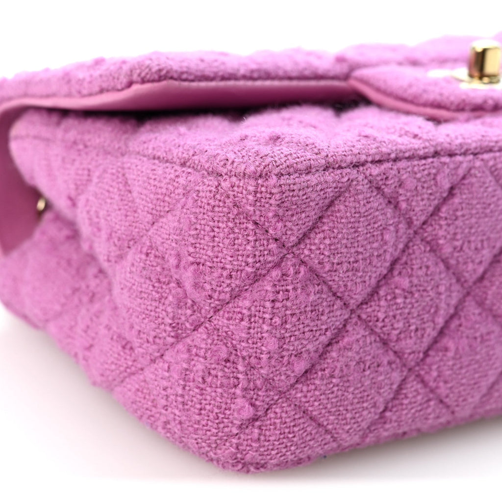 Tweed Quilted Mini Rectangular Flap Purple