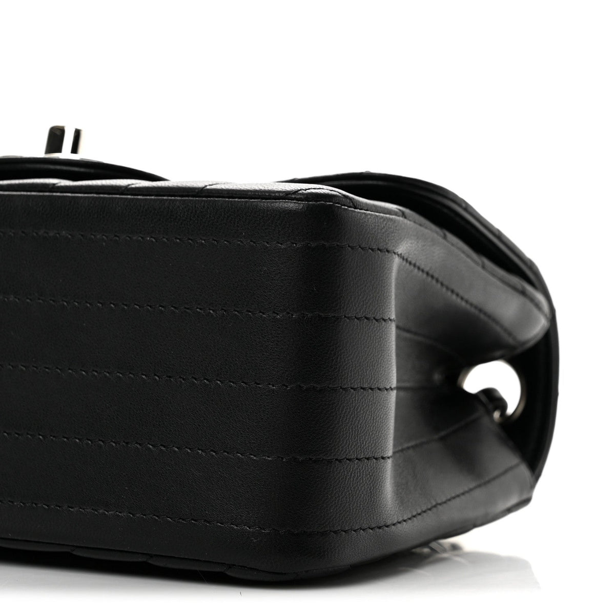 Lambskin Chevron Quilted Mini Square Flap Black