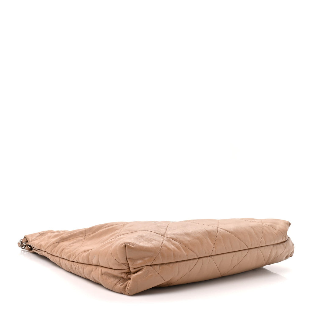 Shiny Calfskin Quilted Chanel 22 Beige
