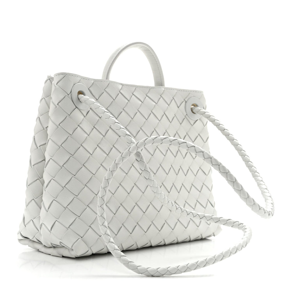 Nappa Intrecciato Small Andiamo Shoulder Bag White