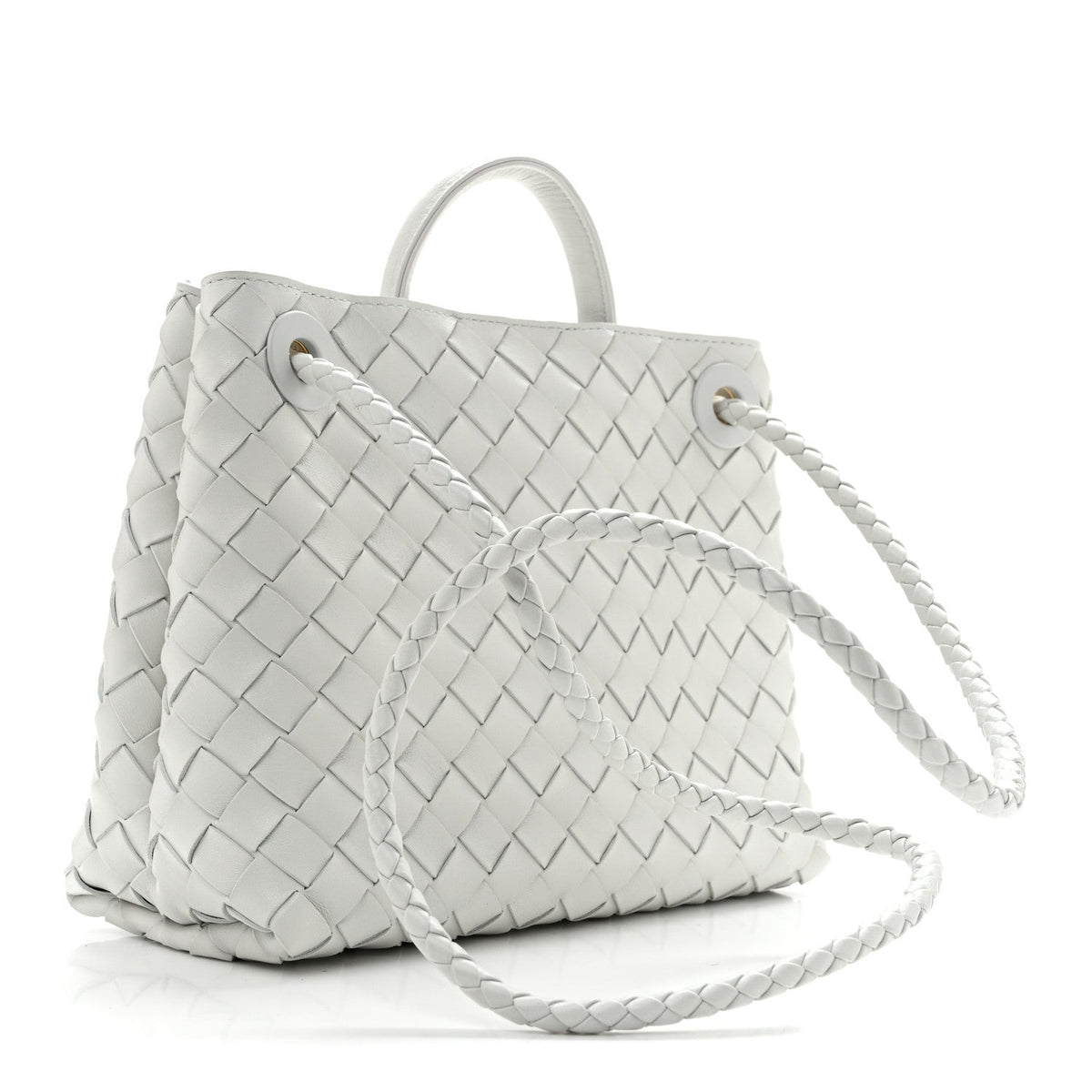 Nappa Intrecciato Small Andiamo Shoulder Bag White