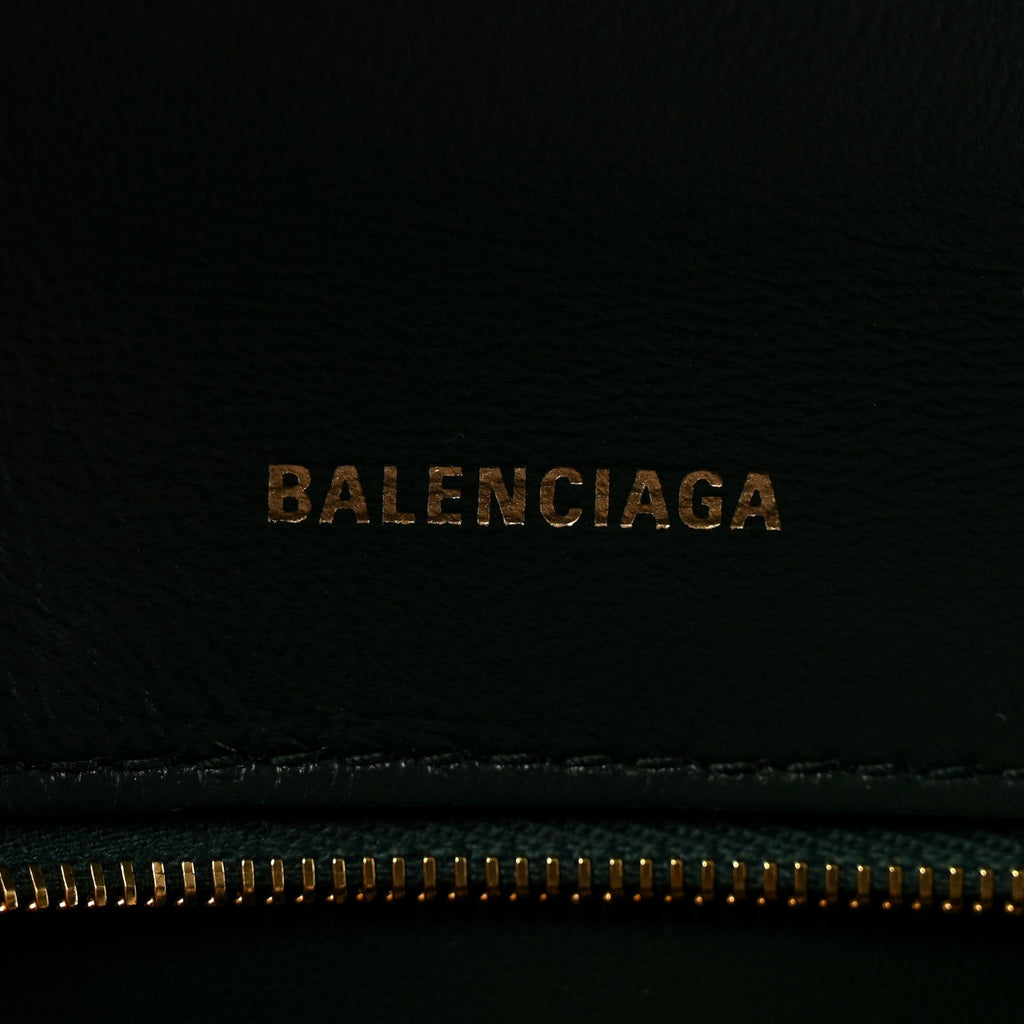 Shiny Calfskin Crocodile Embossed Small Hourglass Top Handle Bag Forest Green