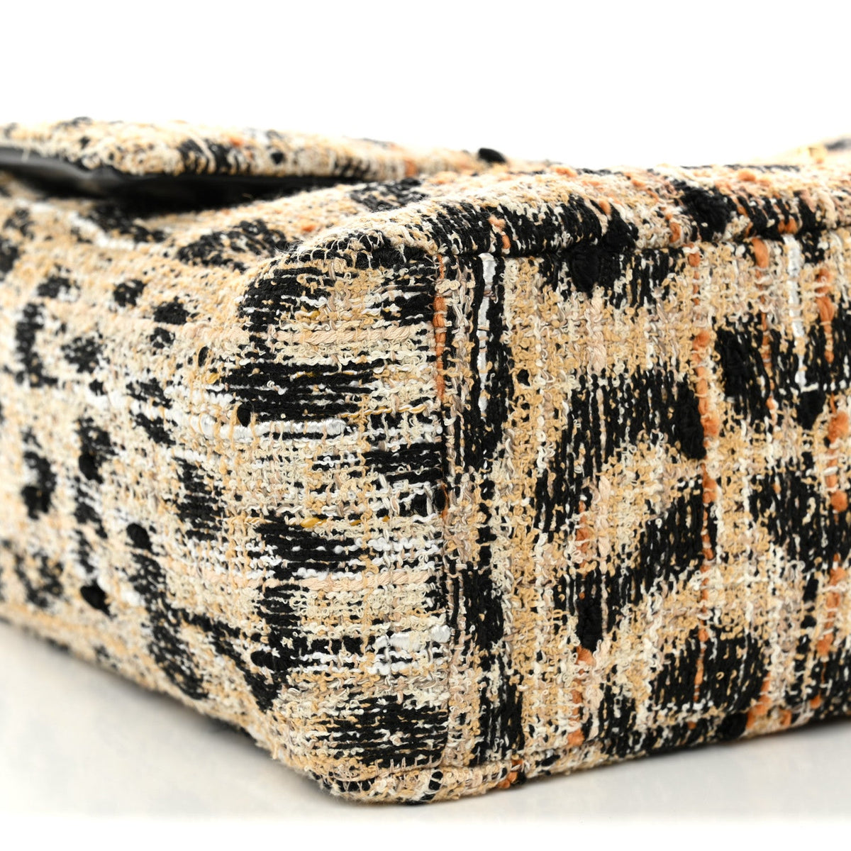 Tweed Mixed Fibers Leopard Print Souplissimo Maxi Flap Brown Black White