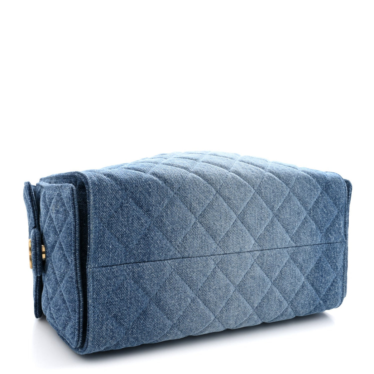 Washed Denim Quilted Small Chanel 25 Handbag Blue