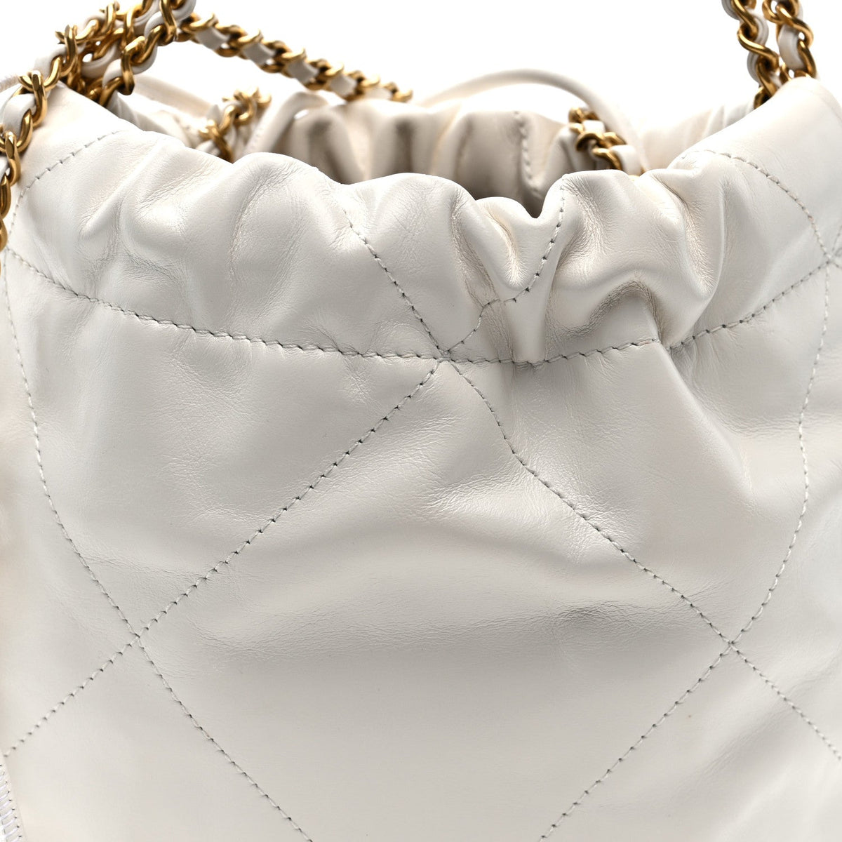 Shiny Calfskin Quilted Mini Chanel 22 White