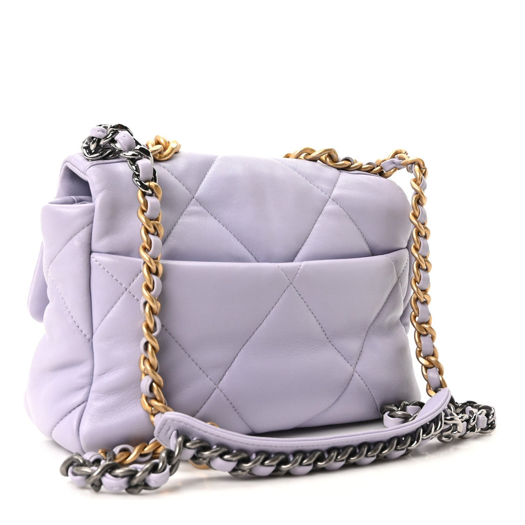 Lambskin Quilted Medium Chanel 19 Flap Light Purple