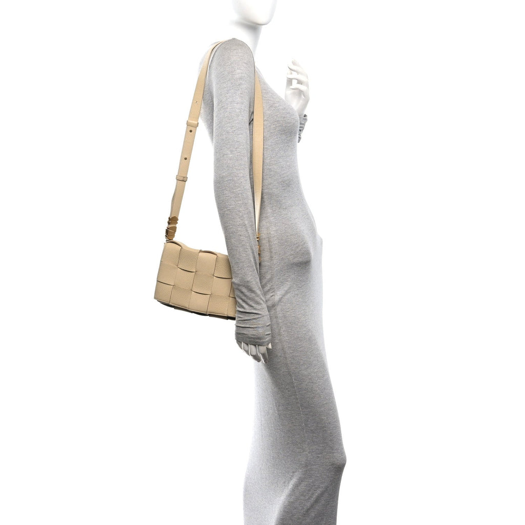 Grained Calfskin Maxi Intrecciato Cassette Crossbody Bag Porridge