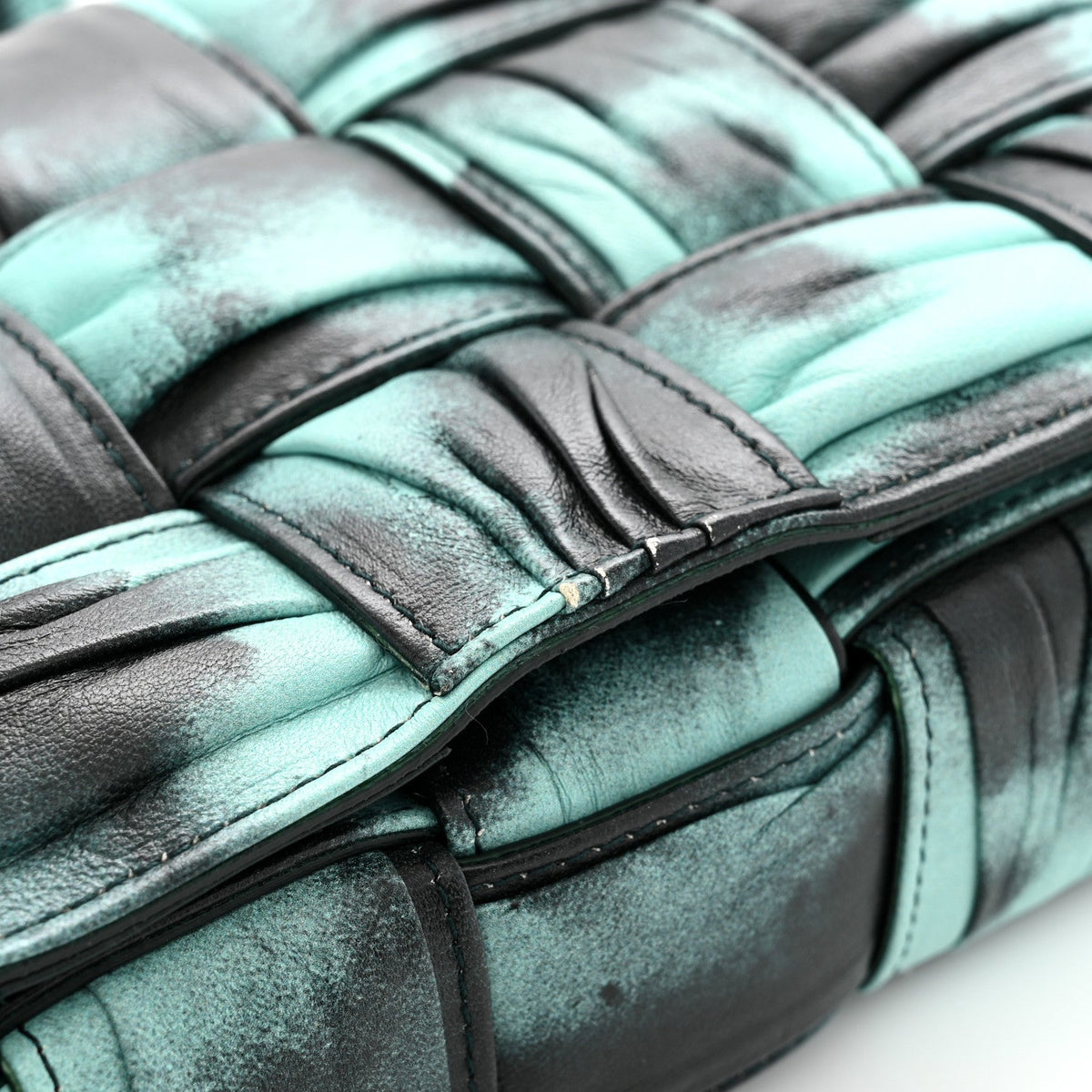 Foulard Tie Dye Maxi Intrecciato Padded Cassette Crossbody Bag Celadon Inkwell