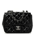 Patent Calfskin Quilted Mini Square Flap Black