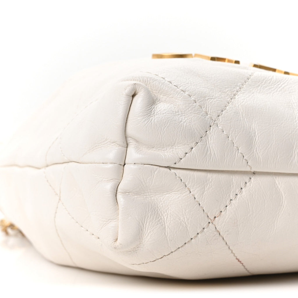 Shiny Calfskin Quilted Mini Chanel 22 White