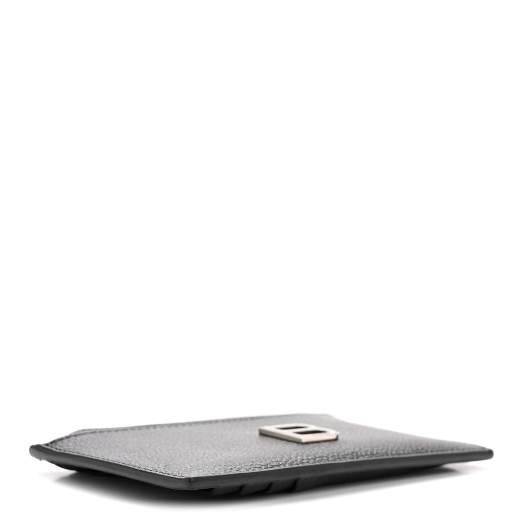 Calfskin Hourglass Long Coin Case Card Holder Black