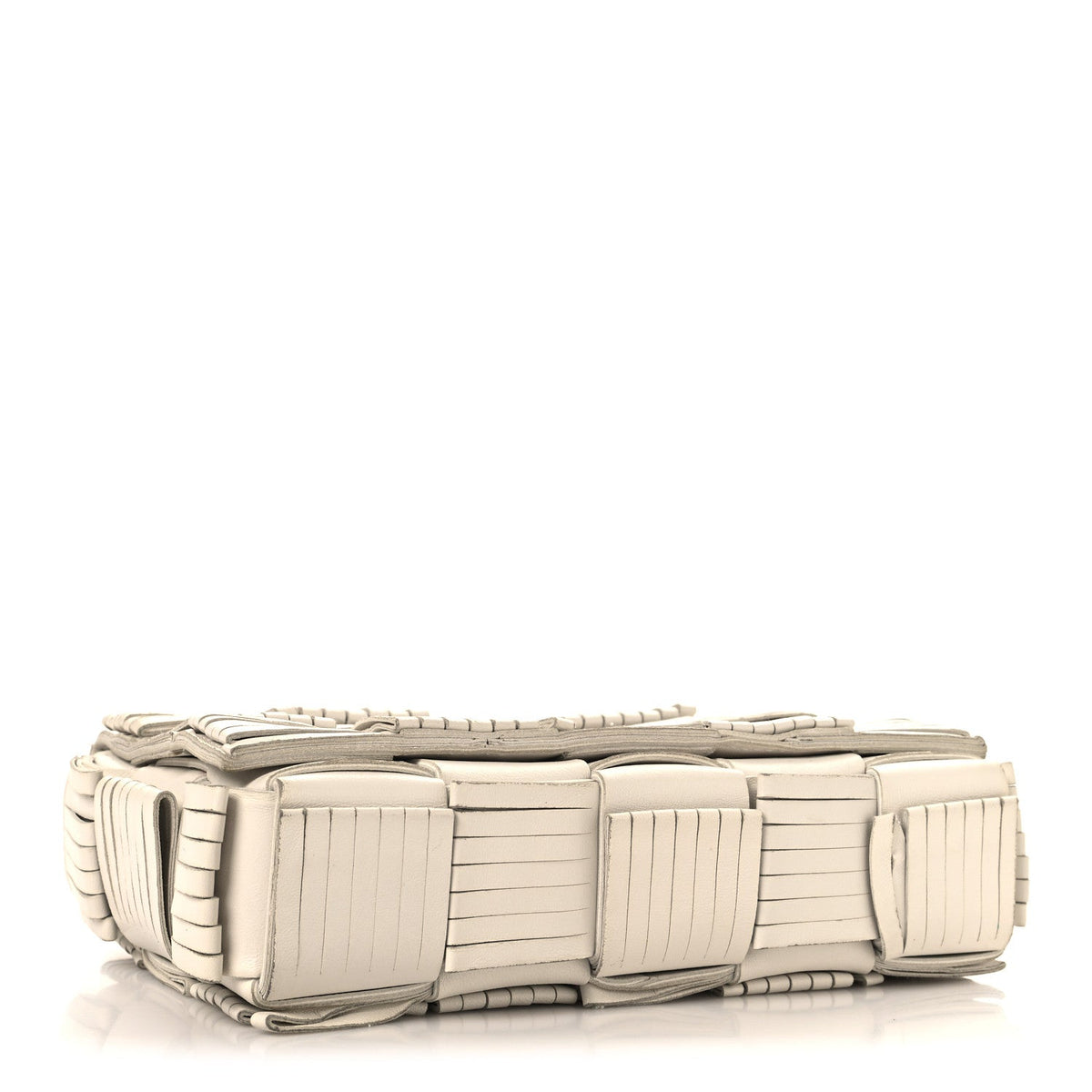 Nappa Maxi Intrecciato Fringed Cassette Crossbody Bag White