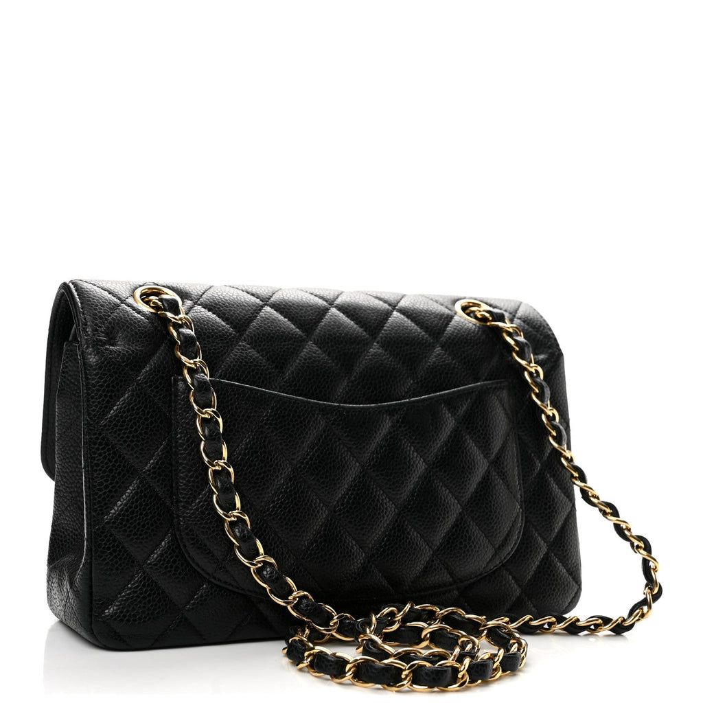 Caviar Quilted Small Double Flap Black