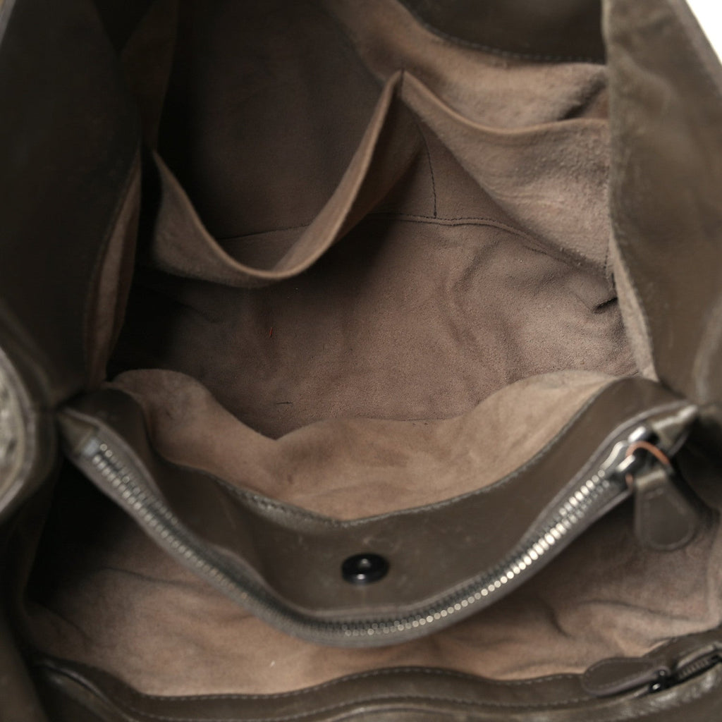 Nappa Intrecciato Medium Classic Chain Strap Tote Taupe Grey