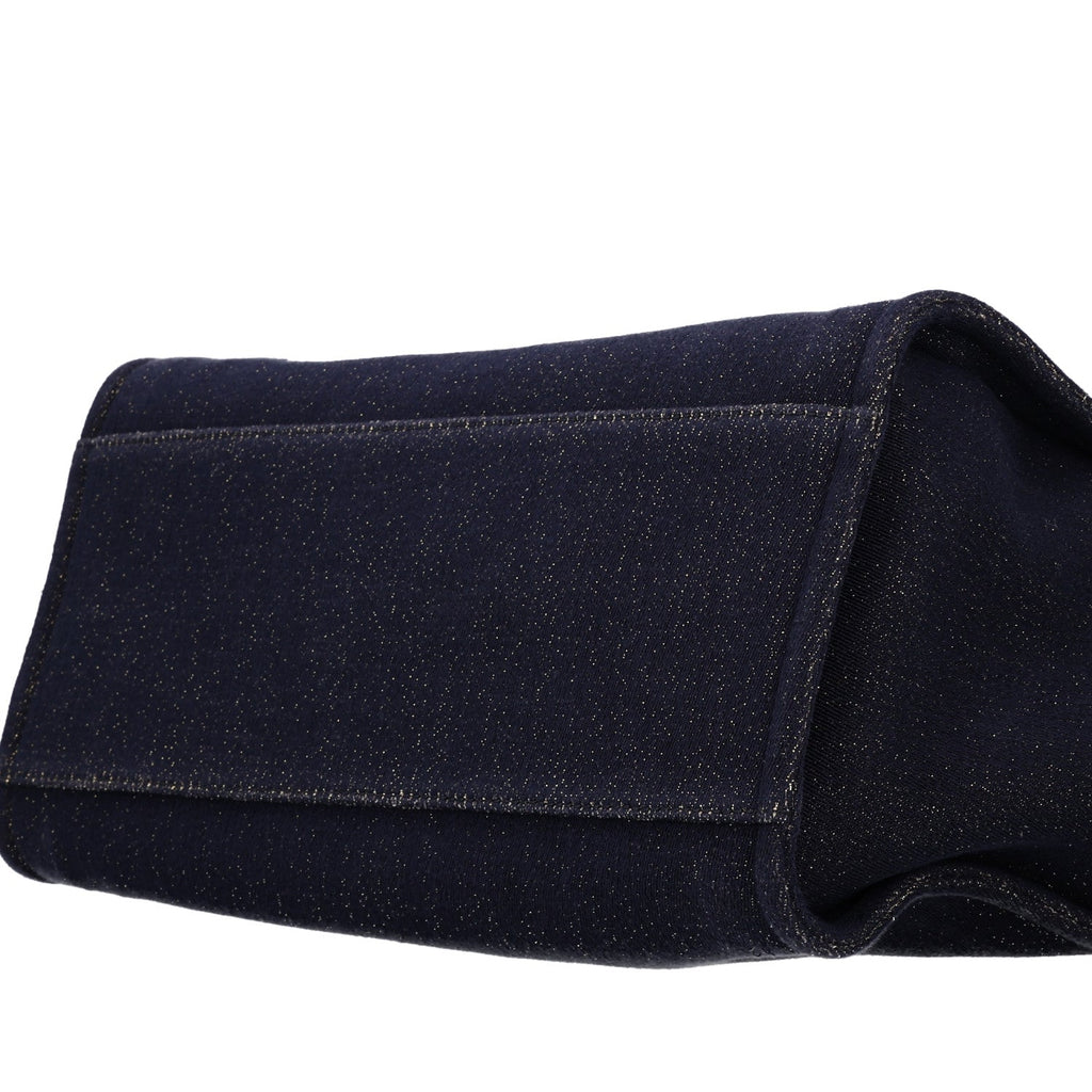 Lurex Canvas Medium Deauville Tote Navy Blue Gold