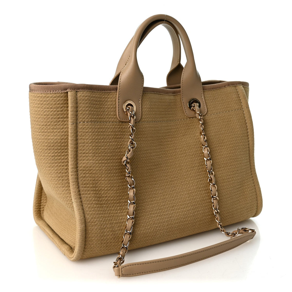 Mixed Fibers Small Deauville Tote Beige