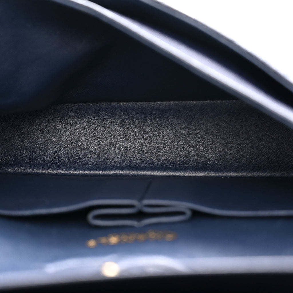 Caviar Quilted Medium Double Flap Navy