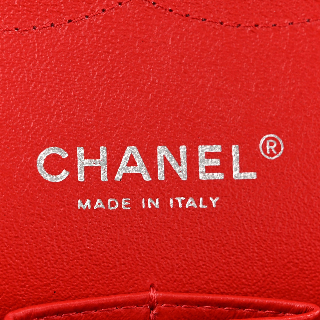 Patent Chevron Quilted Jumbo Double Flap Red