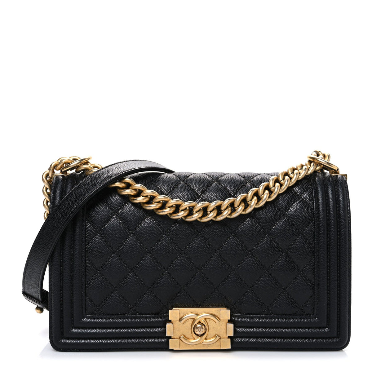 Caviar Quilted Medium Boy Flap Black