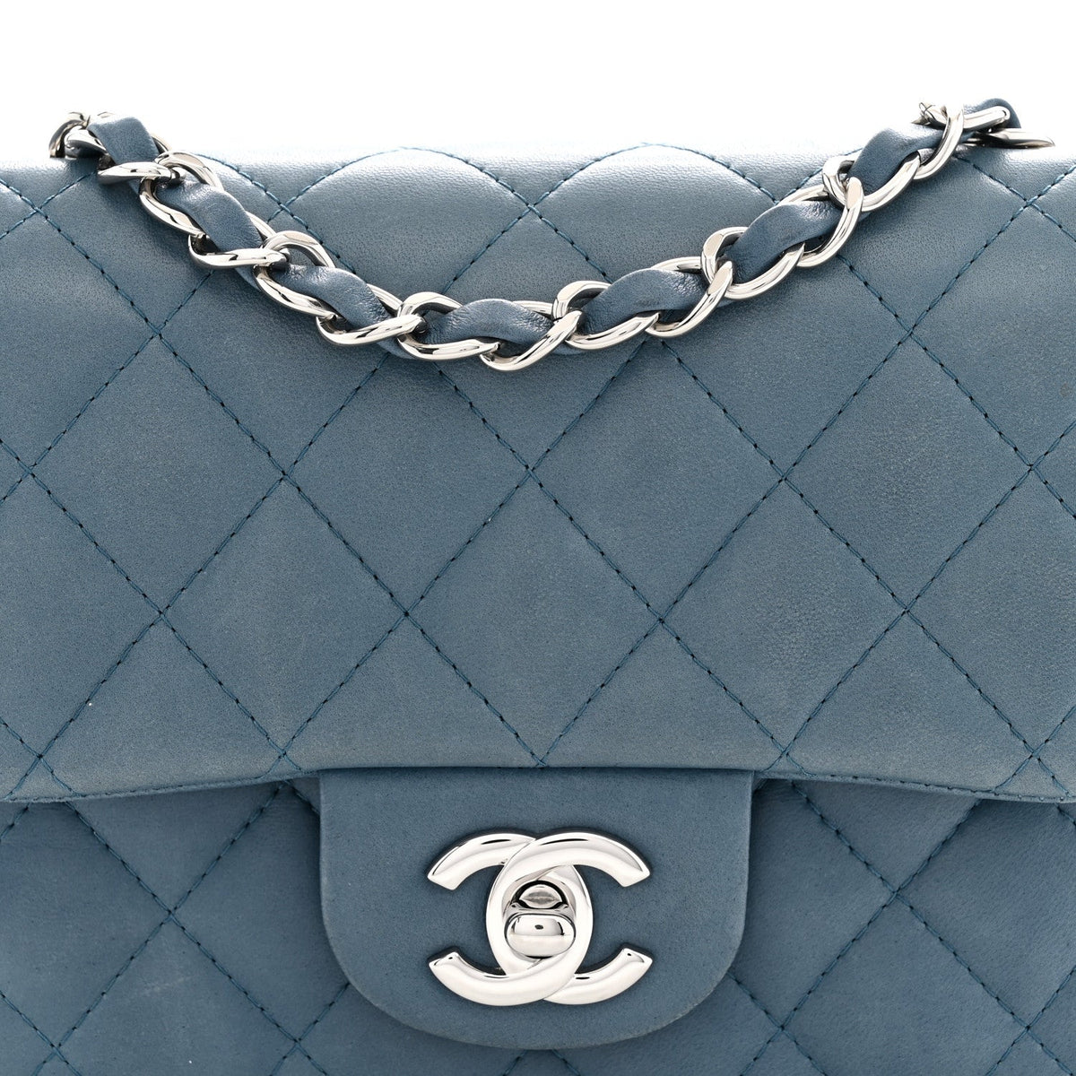 Lambskin Quilted Mini Square Flap Blue