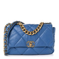 Lambskin Quilted Large Chanel 19 Flap Blue