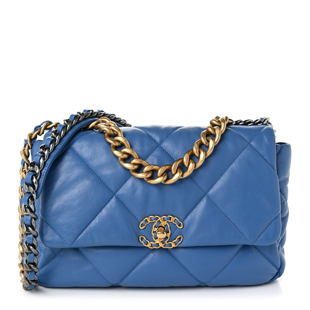 Lambskin Quilted Large Chanel 19 Flap Blue