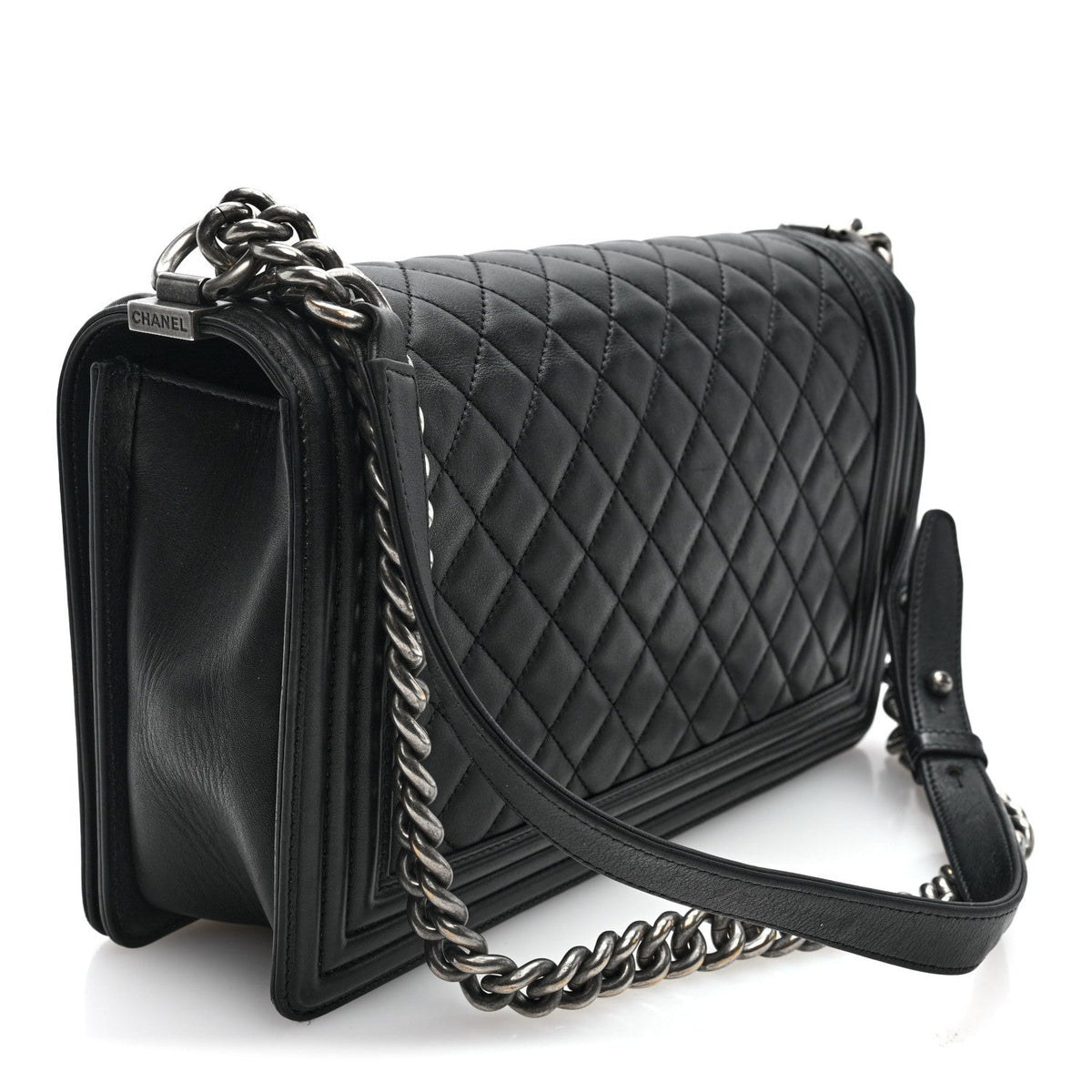 Lambskin Quilted New Medium Boy Flap Black
