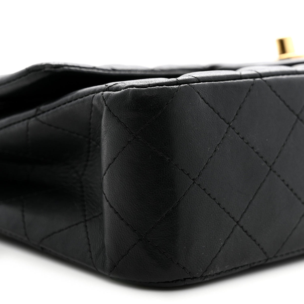 Lambskin Quilted Medium Double Flap Black