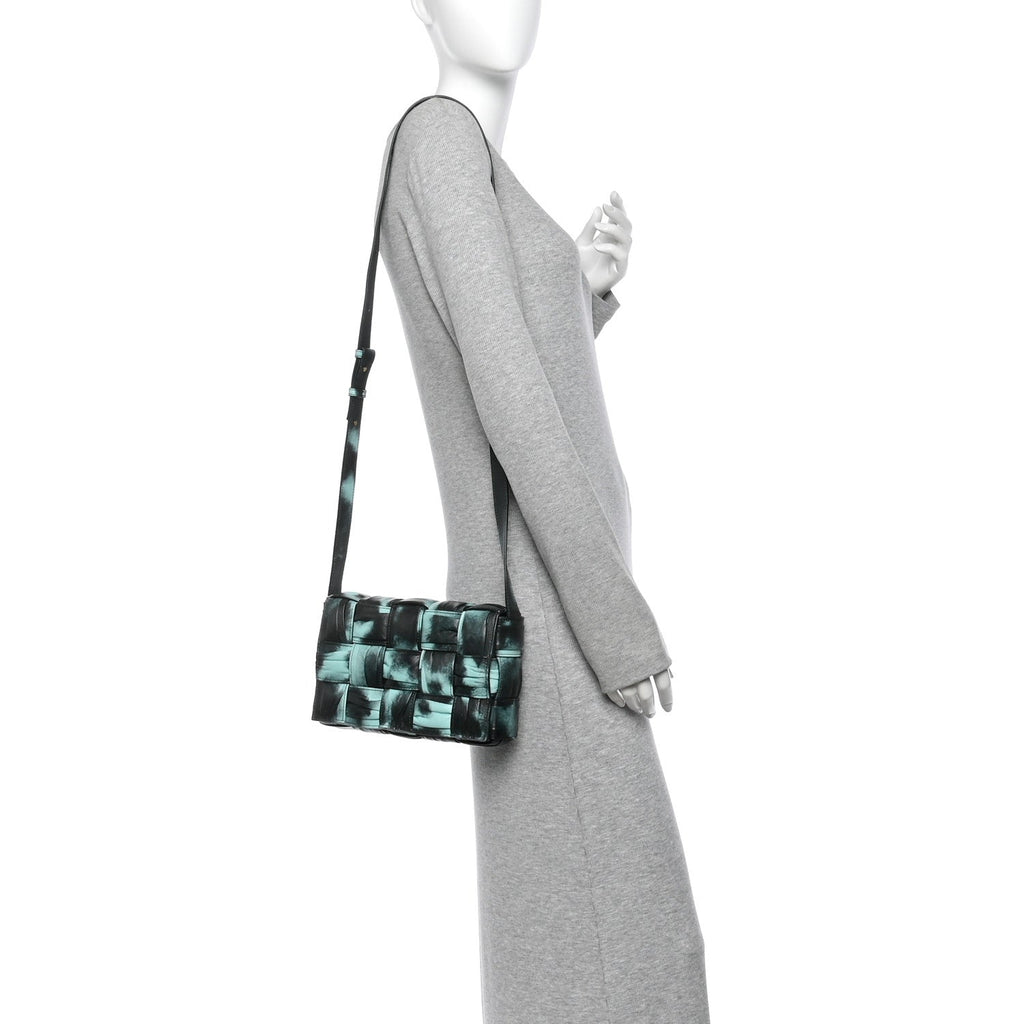 Foulard Tie Dye Maxi Intrecciato Padded Cassette Crossbody Bag Celadon Inkwell