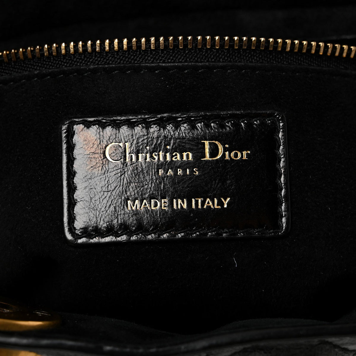 Crinkled Patent Cannage Medium Bohemian Lady Dior Black